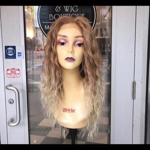 Long blonde mix curly wig Lacefront Wavy Curly Wig